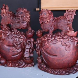Cặp Nghê Trấn Bao Tiền Gỗ Tử Đàn