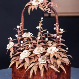 Giỏ Hoa Phù Dung Gỗ Sưa Ngà Voi