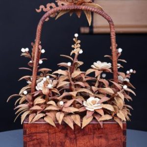 Giỏ Hoa Phù Dung Gỗ Sưa Ngà Voi