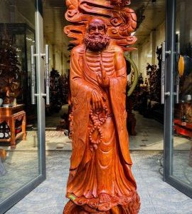 Đạt Ma ngự song long gỗ hương.