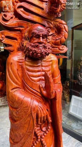 Đạt Ma ngự song long gỗ hương.