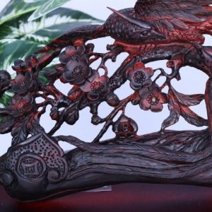 Cầu Gậy Như Ý Chim Trĩ Hoa Mai Gỗ Trắc