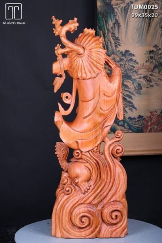 Đạt Ma Đứng Nghê Quá Hải Gỗ Hương