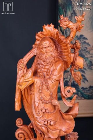 Đạt Ma Đứng Nghê Quá Hải Gỗ Hương