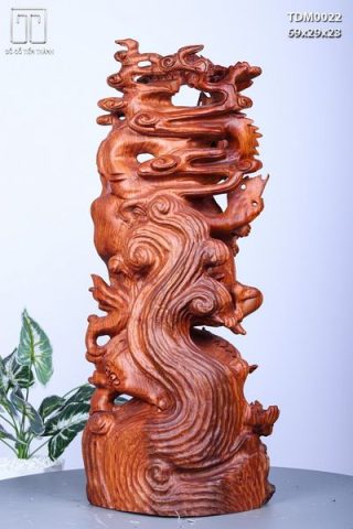 Đạt Ma Hàng Long Phục Song Nghê Gỗ Hương