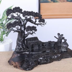 Tiểu Cảnh Làng Quê Gỗ Mun Sừng