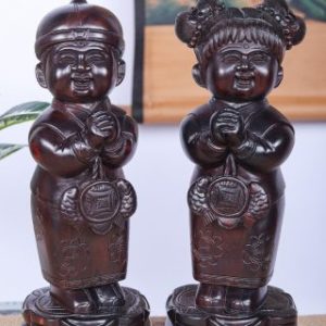 Cặp Tiểu Đồng Chúc Phúc Gỗ Trắc