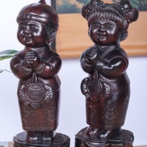 Cặp Tiểu Đồng Chúc Phúc Gỗ Trắc