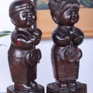 Cặp Tiểu Đồng Chúc Phúc Gỗ Trắc