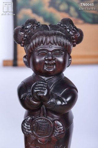 Cặp Tiểu Đồng Chúc Phúc Gỗ Trắc