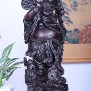 Di Lạc Ngũ Tiểu Cầm Hoa Sen Song Nghê Gỗ Tử Đàn