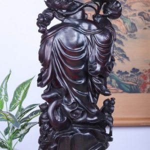 Di Lạc Ngũ Tiểu Cầm Hoa Sen Song Nghê Gỗ Tử Đàn