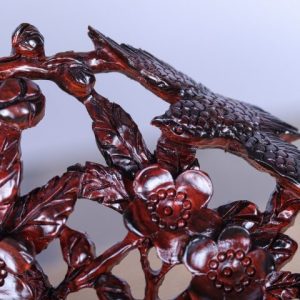 Cầu Gậy Như Ý Chim Trĩ Hoa Mai Gỗ Trắc
