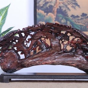 Cầu Gậy Như Ý Chim Trĩ Hoa Mai Gỗ Trắc