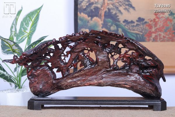 Cầu Gậy Như Ý Chim Trĩ Hoa Mai Gỗ Trắc