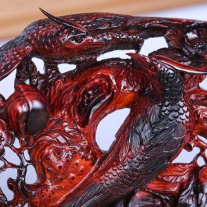 Cầu Gậy Như Ý Chim Trĩ Hoa Mai Gỗ Trắc