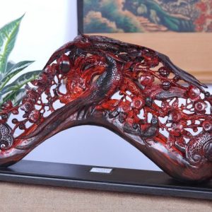 Cầu Gậy Như Ý Chim Trĩ Hoa Mai Gỗ Trắc