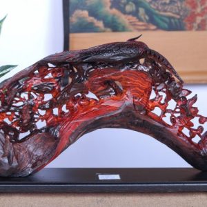 Cầu Gậy Như Ý Chim Trĩ Hoa Mai Gỗ Trắc