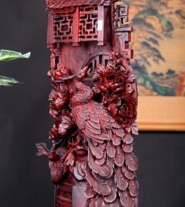 Phu Thê Viên Mãn Đôi Chim Công Gỗ Tử Đàn