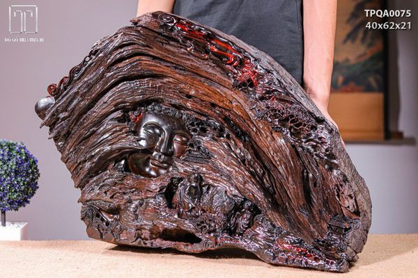 Diện Nhất Tâm Bái Phật Gỗ Trắc Lũa