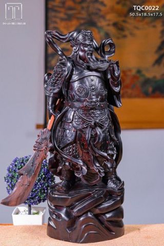 Quan Công Xách Đao Gỗ Tử Đàn