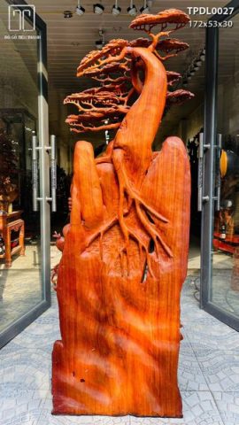 Di lặc ngũ tiểu( ngũ phúc) đứng tùng gỗ hương đỏ