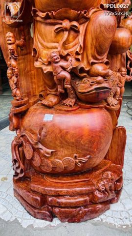 Di lặc ngũ tiểu( ngũ phúc) đứng tùng gỗ hương đỏ