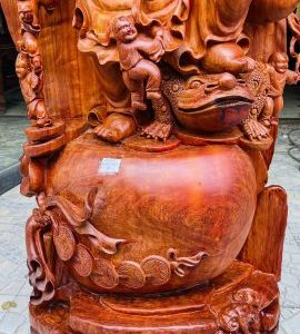 Di lặc ngũ tiểu( ngũ phúc) đứng tùng gỗ hương đỏ