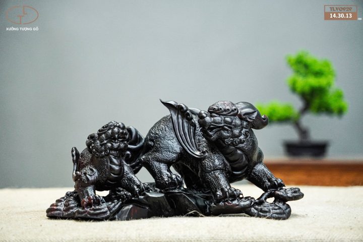 lân sư mẫu tử gỗ trắc lân sư mẫu tử gỗ trắc