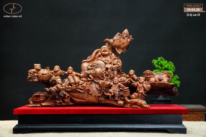 Di lạc vác hoa sen gỗ sưa Di lạc vác hoa sen gỗ sưa