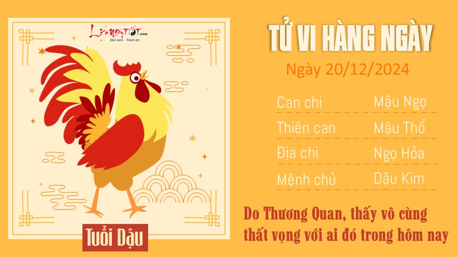 Tử vi tuổi Dậu ngày 20/12