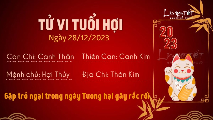 Tử vi ngày 28/12 của 12 con giáp: Dự đoán tài lộc – tình duyên – sự nghiệp hôm nay Tử vi tuổi Hợi ngày 28-12