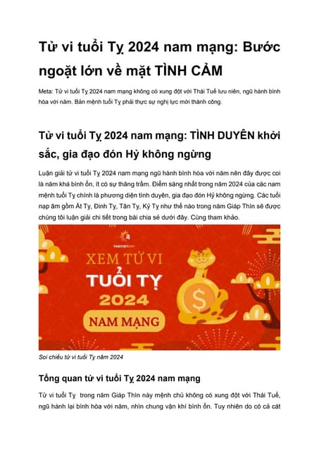 hạn tuổi kỷ tỵ 2024 nam mạng