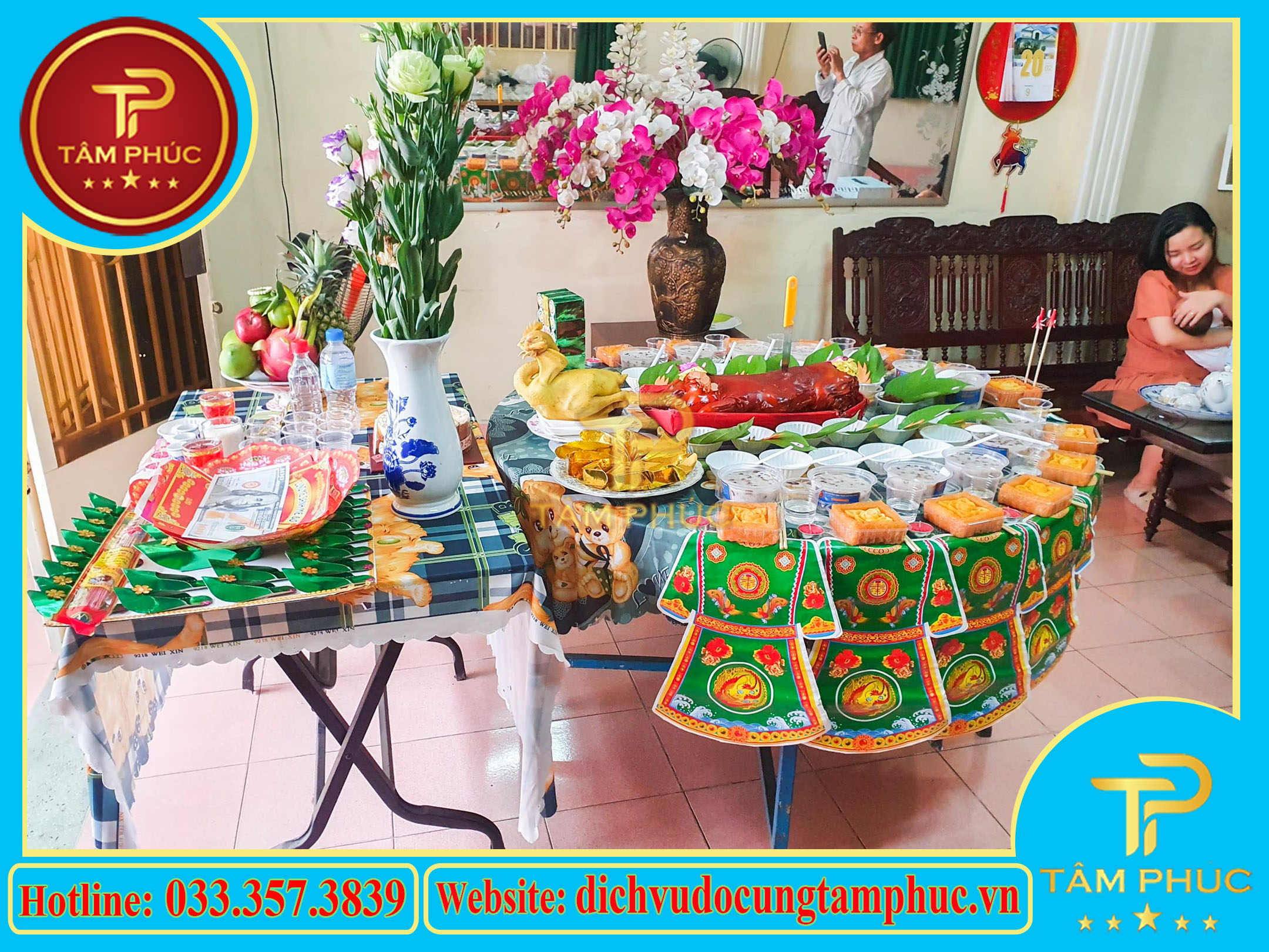 Mâm cúng thôi nôi bé trai đầy đủ và trang trọng