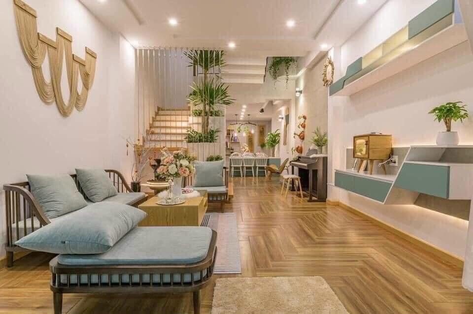 Phòng khách đẹp hợp mệnh mộc hiện đại và xanh mát