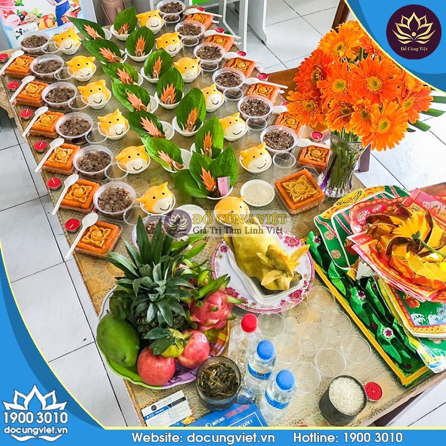 Mâm cúng thôi nôi bé trai đầy đủ và trang trọng