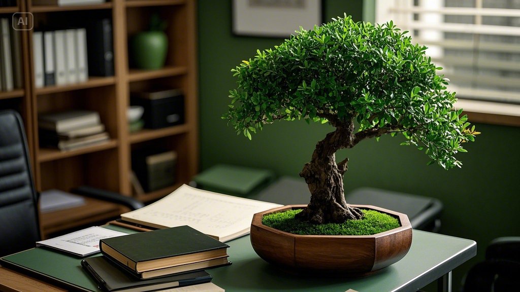 Cây phong thủy nhỏ đặt trên bàn làm việc