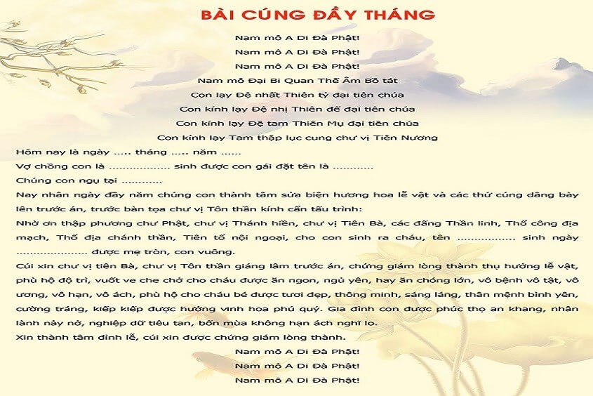Mâm cúng đầy tháng cho bé gái truyền thống Việt Nam