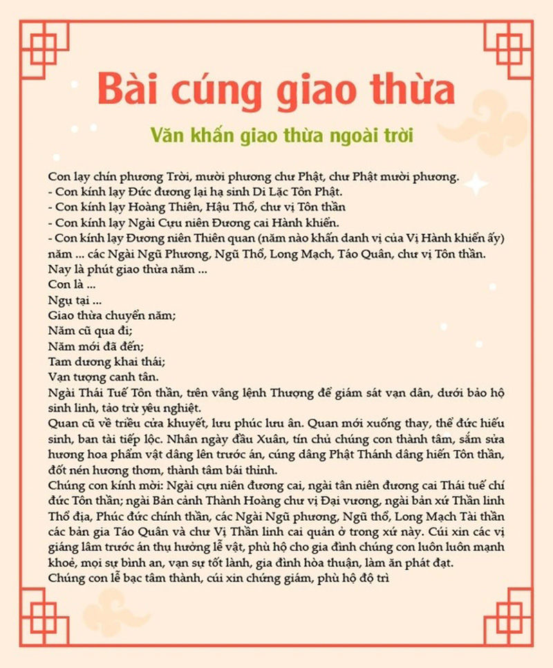 Mâm lễ cúng đêm giao thừa năm mới chuẩn nhất