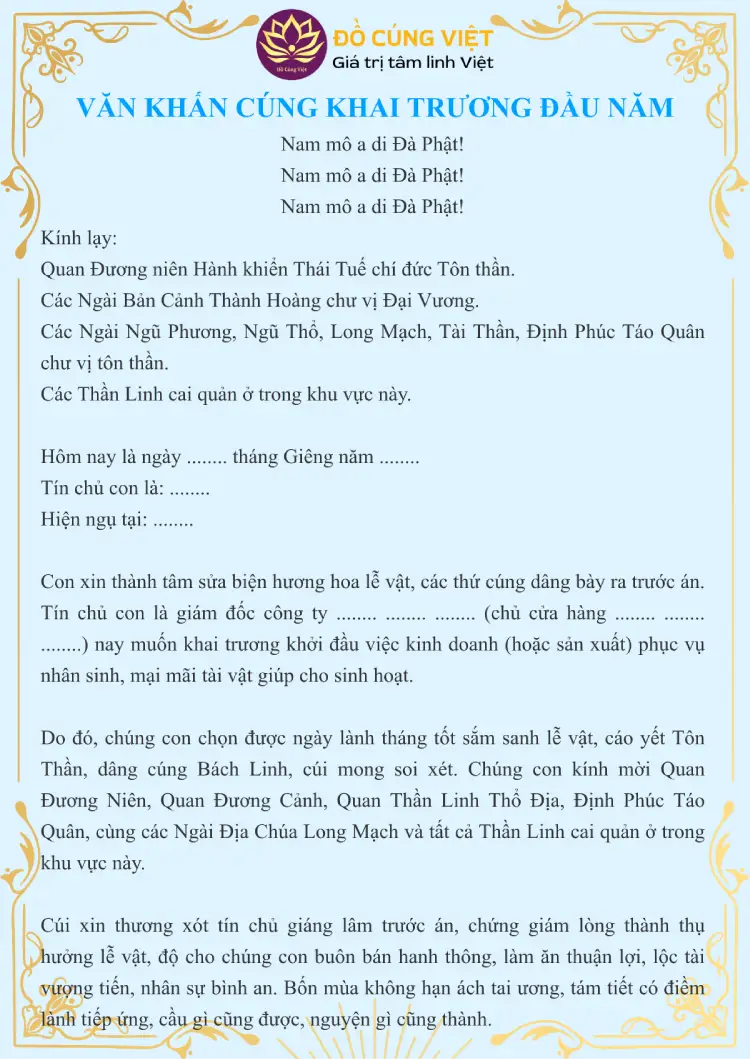 Bàn lễ cúng khai trương quán ăn đầy đủ lễ vật