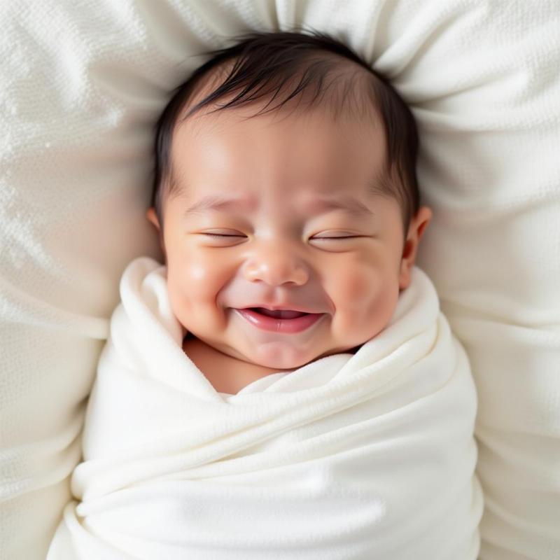 Em bé sơ sinh đang ngủ trong giấc mơ yên bình
