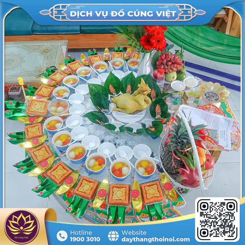 Mâm cúng thôi nôi bé trai đầy đủ và trang trọng