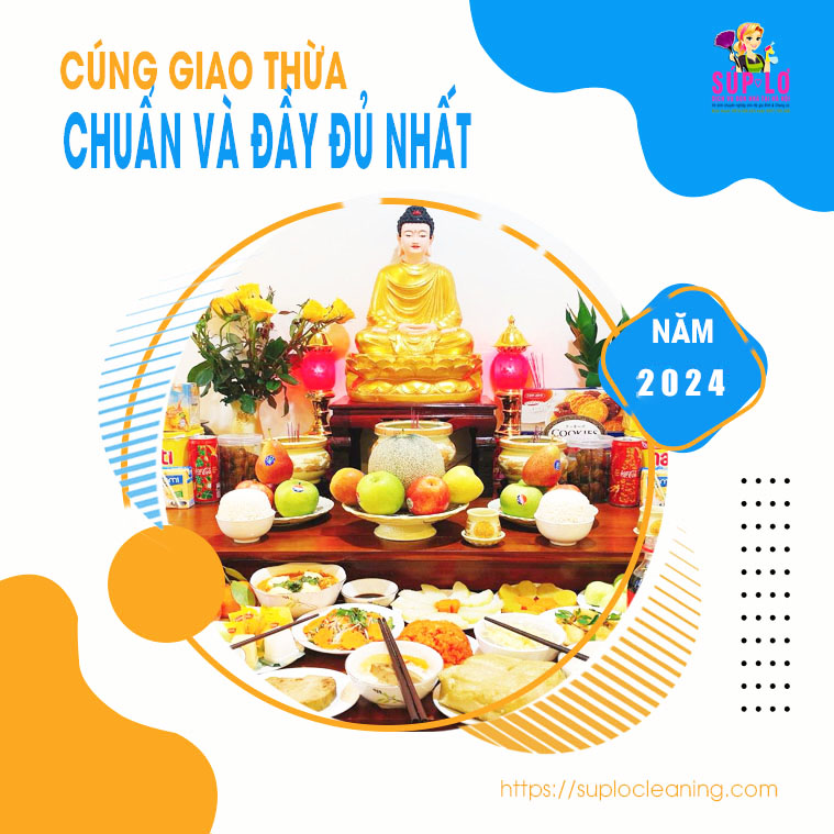 Bàn lễ cúng giao thừa ngoài trời đầy đủ lễ vật