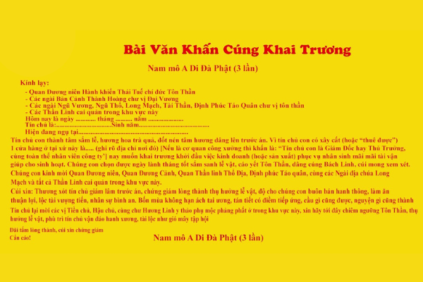 Bài cúng khai trương đơn giản mang lại may mắn