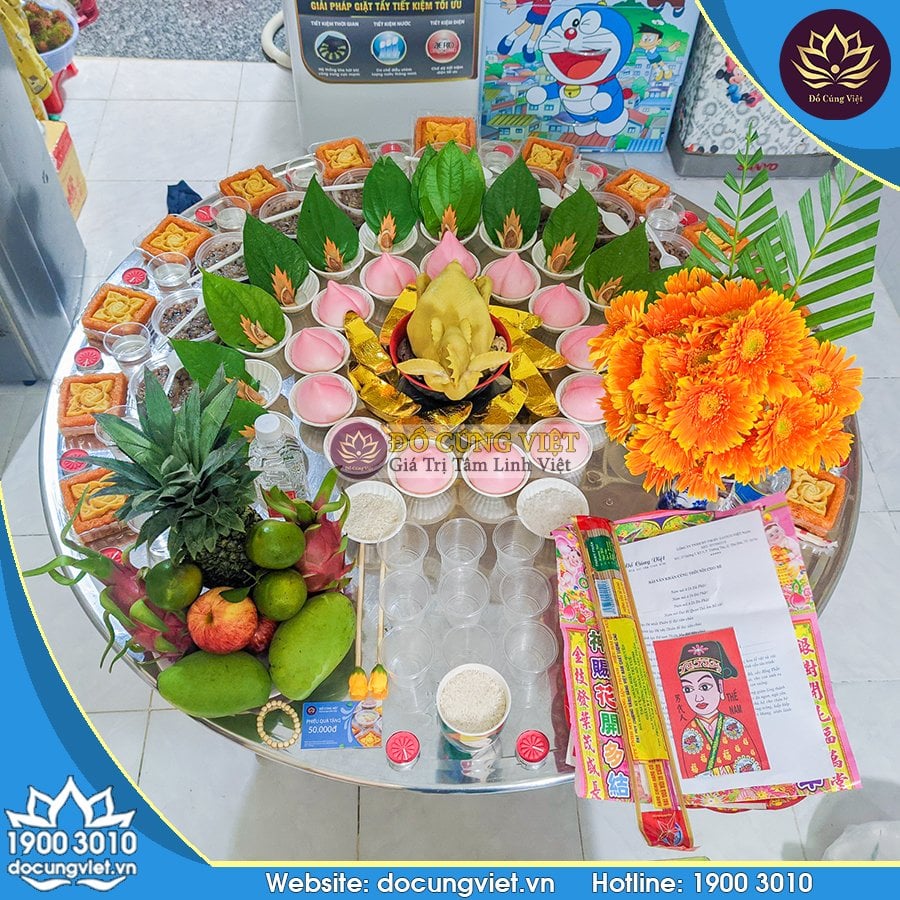 Mâm cúng đầy tháng cho bé trai truyền thống