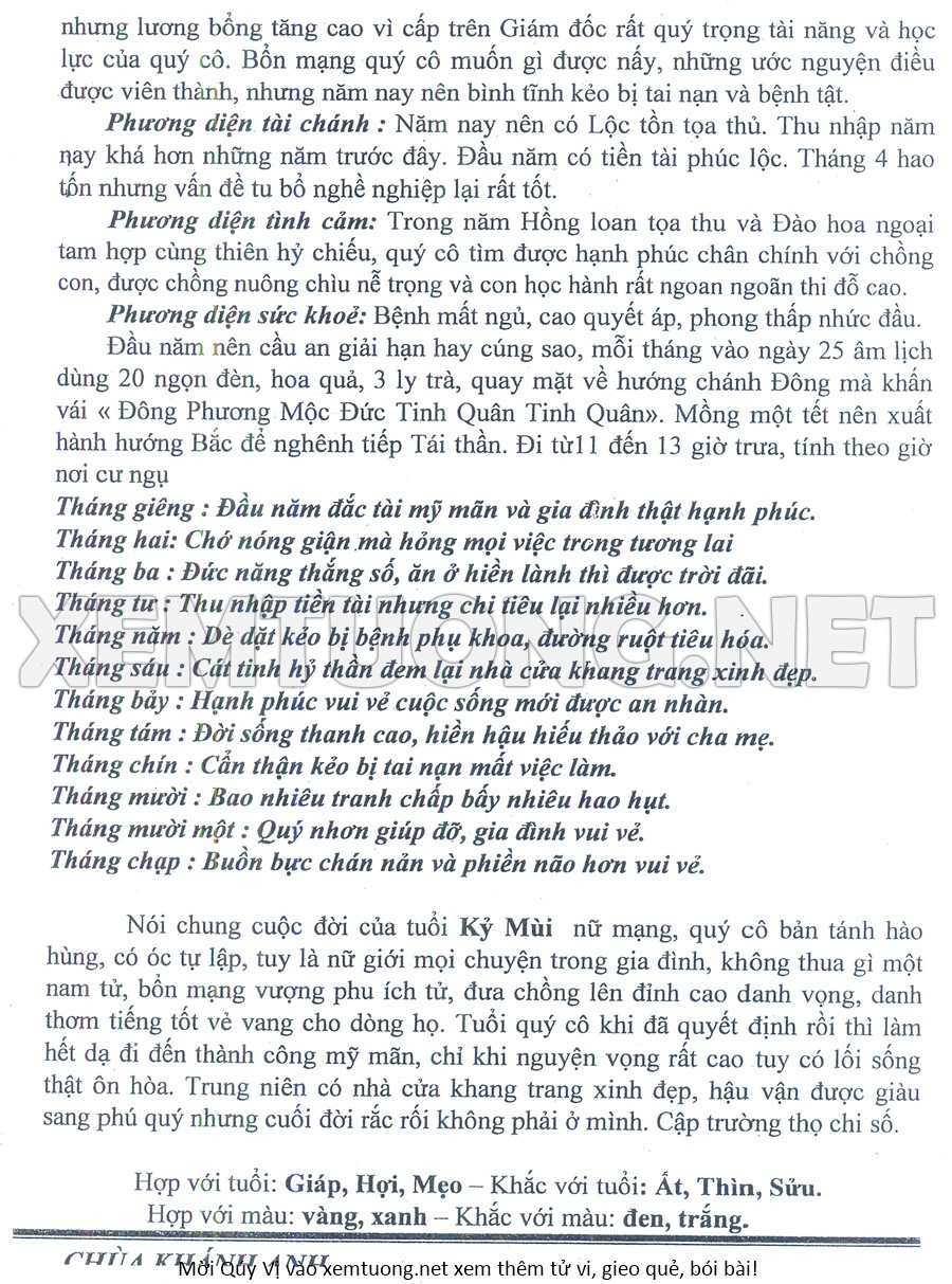 Tử vi Ất Mùi 2015 nữ mạng năm 2026