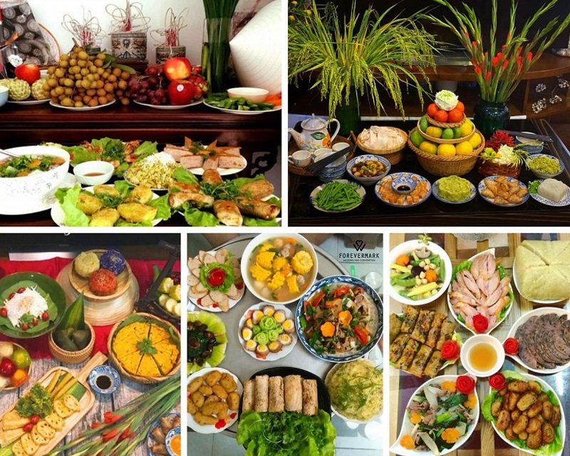 Bàn cúng gia tiên ngày rằm với mâm lễ đầy đủ