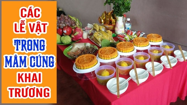 Mâm cúng khai trương công ty đầy đủ lễ vật