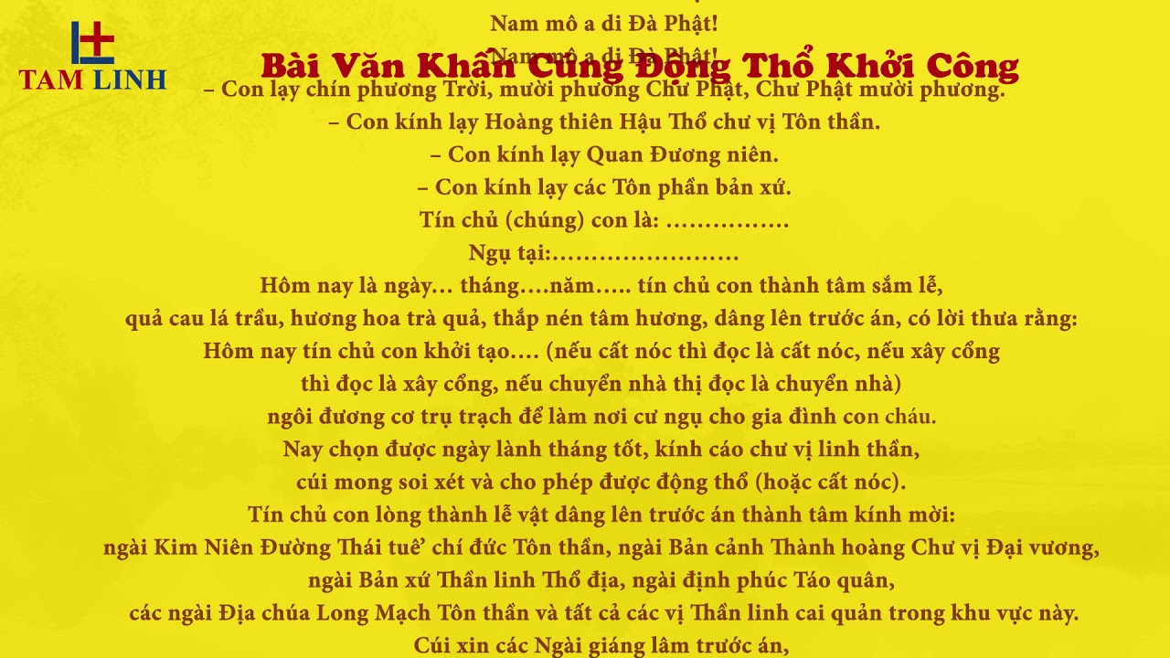 Bài cúng động thổ sửa nhà đơn giản đầy đủ