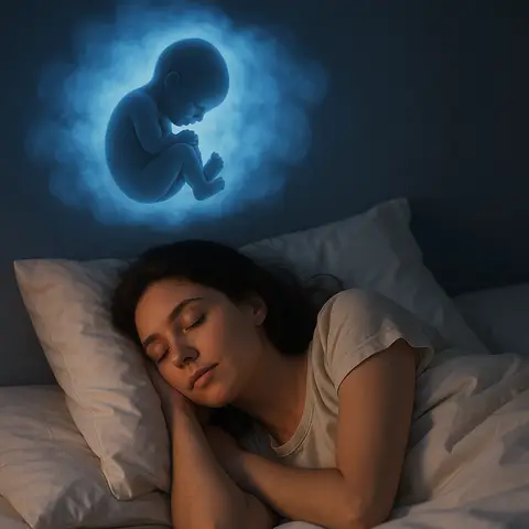 Bà bầu mơ sinh con gái nằm trên giường